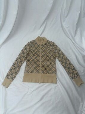 Burberry Beige Plaid Zip Jacket